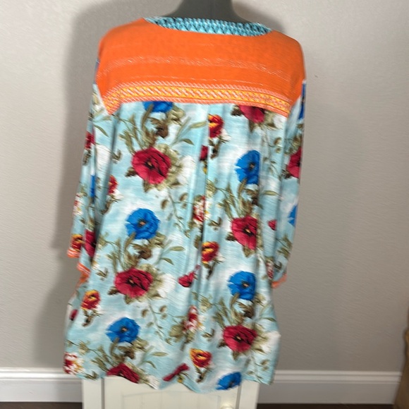 John Mark Orange and Blue Patterned Blouse - Picture 6 of 6